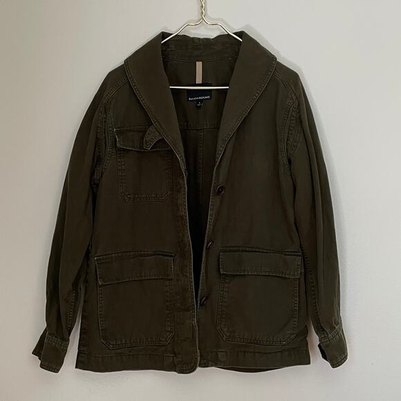 Banana Republic Essential Cargo Jacket Camo Green Women's S NO BELT Safari Army - Picture 2 of 13